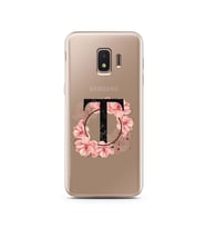 Pembe Çiçekli Harf Tasarım Süper Şeffaf Silikon Telefon Kılıfı Samsung J2 Core T
