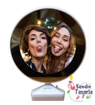 Kişiye Özel Fotoğraflı Led Işıklı Sihirli Ayna Çerçeve Arkadaşa Hediye