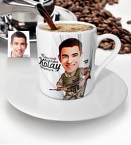 BK Gift Kişiye Özel Bay Asker Karikatür Türk Kahvesi Fincanı  1