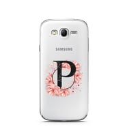 Pembe Çiçekli Harf Tasarım Süper Şeffaf Silikon Telefon Kılıfı Samsung Grand Neo