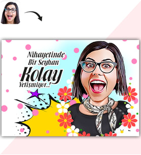 BK Gift Kişiye Özel Bayan Karikatür Baskılı Yaş Pasta İçin Yenilebilir Şekerli Kağıt  9(Sadece Kağıt)