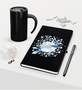 BK Gift Kişiye Özel Yılbaşı Mutlu Yıllar Temalı Siyah Defter Kalem Termos Mug Seti - 12