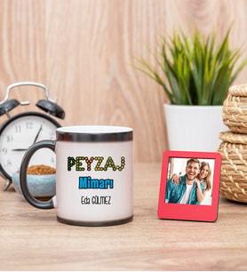 Peyzaj Mimarı Sihirli  Kupa Bardak ve Kırmızı Mini Çerçeve