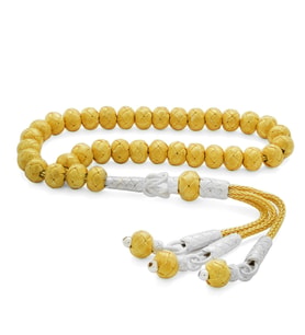 El İşçiliği Küre Kesim Gold-Silver Mini Boy 1000 Ayar Gümüş Kazaz Tesbih (Çok Renkli)