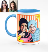 BK Gift Kişiye Özel Türbanlı Karikatürlü Mavi Kupa Bardak 37m723