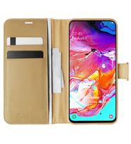 Microsonic Samsung Galaxy A70 Kılıf Delux Leather Wallet Gold