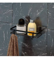 Geseus Tek Katlı Kancalı Banyo Rafı Mat Siyah ES081H