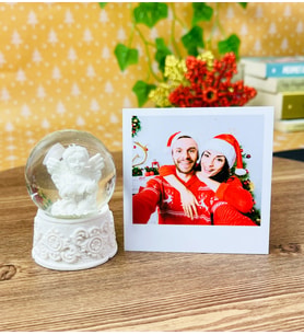 Kişiye Özel Fotoğraf  Ve Beyaz Melek Mini Kar Küresi Set