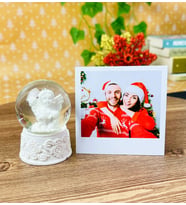 Kişiye Özel Fotoğraf  Ve Beyaz Melek Mini Kar Küresi Set