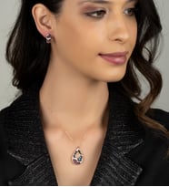 Gümüş Zirkon Taşlı Gözyaşı Damlası Tasarım Abiye Günlük Set (Rose)