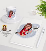 BK Gift Kişiye Özel Kız Çocuk Kolay Yetişmiyor Karikatürlü Beyaz Defter Kalem Türk Kahvesi Fincanı Seti-3 (Model 1)