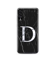 Samsung A30s Siyah Mermer Harf Tasarımlı Telefon Kılıfı D-Harfi 