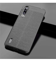 Xiaomi Mi 9 Lite Kılıf Zore Niss Deri Desenli Silikon Kılıf (Siyah)