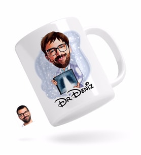 BK Gift Kişiye Özel Erkek Radyolojist Karikatürlü Beyaz Kupa Bardak-1