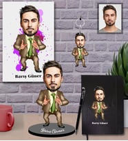 Kişiye Özel Patron Karikatürlü 5 li Hediye Seti Bay-10
