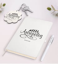 BK Gift Kişiye Özel Antropolog Beyaz Defter Kalem Ve Anahtarlık Hediye Seti-1 (Model 1)