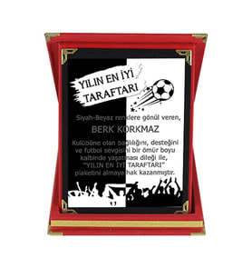 Siyah-Beyaz Yılın En İyi Taraftarı Kişiye Özel İsimli Taraftar Plaketi