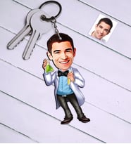 BK Gift Kişiye Özel Bay Kimya Öğretmeni Karikatür Anahtarlık  3