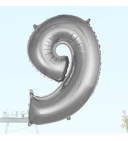 9 Yaş Rakam Folyo Balon, 100 cm - Gümüş (STD)