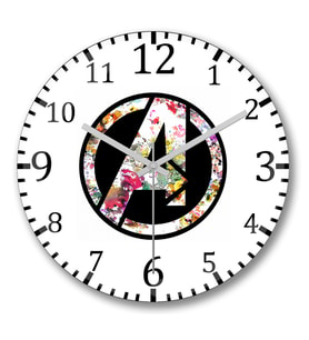 Avengers Flowers Duvar Saati Bombeli Gercek Cam