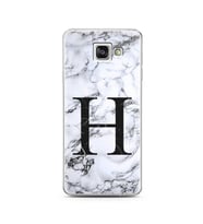 Samsung A3 (2016) Beyaz Mermer Harf Tasarımlı Telefon Kılıfı H-Harfi 