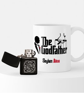 BK Gift Kişiye Özel The Godfather Benzinli Çakmak ve Kupa Seti (Model 1)