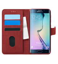 Microsonic Samsung Galaxy S6 Edge Kılıf Fabric Book Wallet Kırmızı