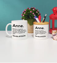 Anneler Günü Hediyesi İsme Özel Anne Kupa Bardak ve Kalemlik Seti