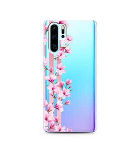 Transparan Çiçek Tasarımlı Süper Şeffaf Silikon Telefon Kılıfı Huawei P30 Pro 