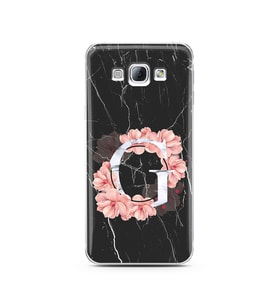 Mermer Çiçekli Harf Tasarım Süper Şeffaf Silikon Telefon Kılıfı Samsung A8 (2015