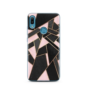 Pembe Geometri Tasarımlı Süper Şeffaf Silikon Telefon Kılıfı Huawei Y6 Prime (20
