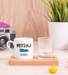 Peyzaj Mimarı Ahşap Sunumlu Türk Kahvesi Fincanı