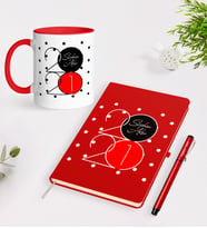 BK Gift Kişiye Özel Yılbaşı 2024 Temalı Kırmızı Defter Kalem Kupa Seti - 1