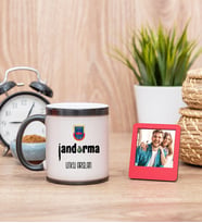 Jandarma Sihirli  Kupa Bardak ve Kırmızı Mini Çerçeve