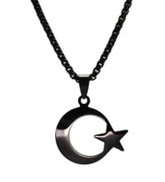 OttoMan Siyah Ay Yıldız Bayrak Çelik Erkek Kolye Zincir 6014705987980