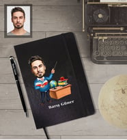 Kişiye Özel Öğretmen KarikatürlüSiyah Defter Kalem Hediye Seti  Bay-1