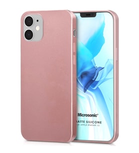 Microsonic Matte Silicone Apple iPhone 12 Kılıf Rose Gold
