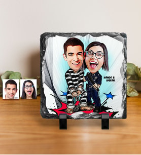 BK Gift Kişiye Özel Sevgililer Karikatürlü Dekoratif Doğal Taş  7