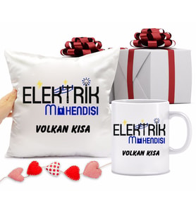 Elektrik Mühendisi Bardağı ve Yastığı Hediye Seti (Model 1)