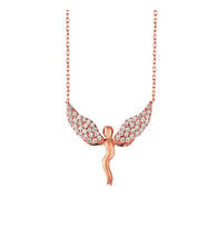 Afrodit Silver Roze Rengi Melek Tasarım Gümüş Kolye