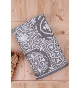 %100 Pamuk Jakarlı 100X150 Banyo Havlusu (Gri)
