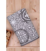 %100 Pamuk Jakarlı 100X150 Banyo Havlusu (Gri)