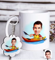BK Gift Kişiye Özel Erkek Kanocu Karikatürlü Beyaz Kupa ve Anahtarlık Hediye Seti-1 (Model 1)