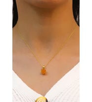 Lotus Çiçeği Sitrin Taşlı Gümüş Kolye