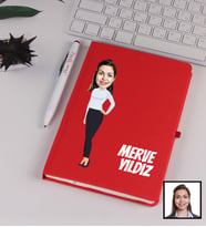 Kişiye Özel Karikatürize Defter Kalem Seti Kırmızı 91351