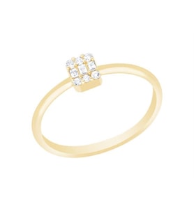 Diamond Line-Gülaylar Altın 14 Ayar Baget Taşlı Yüzük