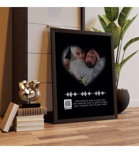 Sevgililer Gününe Özel  Ses İz Tasarımlı  Mdf Çerçeveli Tablo