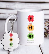 BK Gift Kişiye Özel Bad Good Excellent Beyaz Kupa ve Anahtarlık Hediye Seti-1 (Model 1)