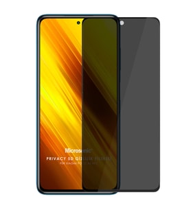 Microsonic Xiaomi Poco X3 NFC Privacy 5D Gizlilik Filtreli Cam Ekran Koruyucu Siyah