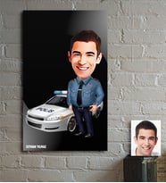 BK Gift Kişiye Özel Bay Trafik Polisi Karikatür Ahşap Tablo - 2